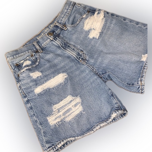 American Eagle Outfitters 90s Boyfriend Denim Shorts Blue Distressed Jean 8 Mom - Picture 9 of 14